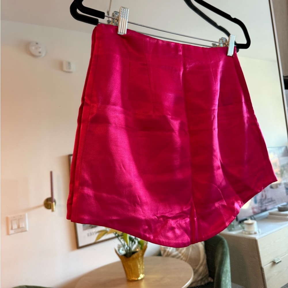 Zara Hot Pink Satin Mini Skirt